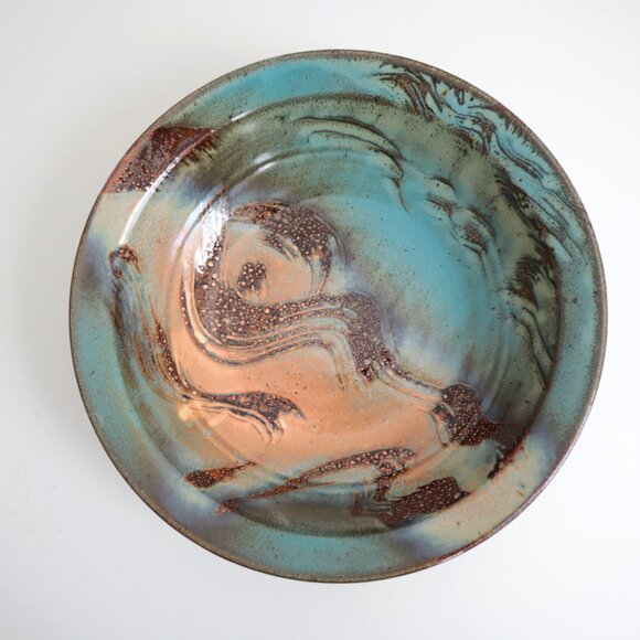 Studio Art Pottery Large Bowl Signed Dewey - Picture 1 of 6